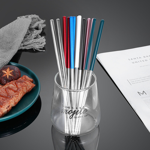 Stainless steel chopsticks, Portuguese anti-slip and heat-resistant household public chopsticks, office outdoor student travel trending chopsticks