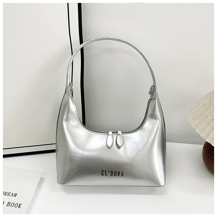 Bolsa de pan lacada brillante para mujeres 2025 nuevo diseño de letras bolso de moda de viaje bolso de mano bolso de hombro brazo