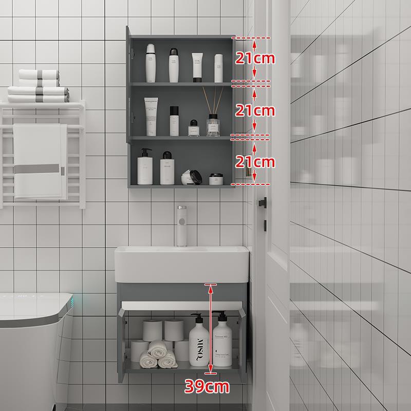 Arco redondo pequeño apartamento lavabo de baño de acero inoxidable gabinete combinación redondeada mesa de lavado de cerámica cuenca integrada