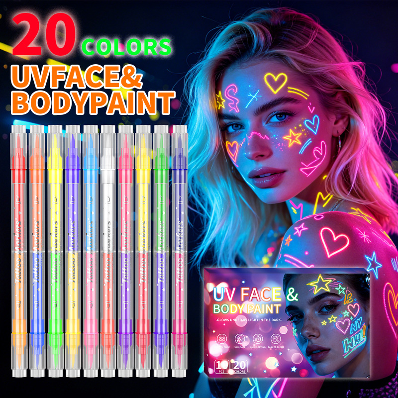 Cross-Border Flysea 5704Uv Face Paint Temporary Tattoo Pen Washable Body Fluorescent Paint Pen for Festival Parties Cross-Border Flysea 5704Uv Face Paint Temporary Tattoo Pen Washable Body Fluorescent Paint Pen for Festival Parties