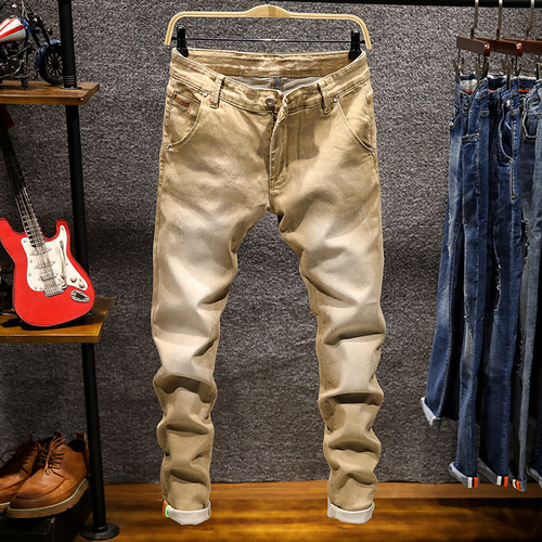 2018 spring and summer new style multi-color fashion jeans men's trendy slim fit elastic tight feet pants Y809