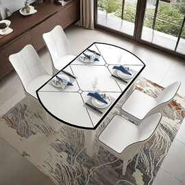 实木餐桌椅现代简约餐桌折叠伸缩小户型圆桌组合家用电磁炉饭桌