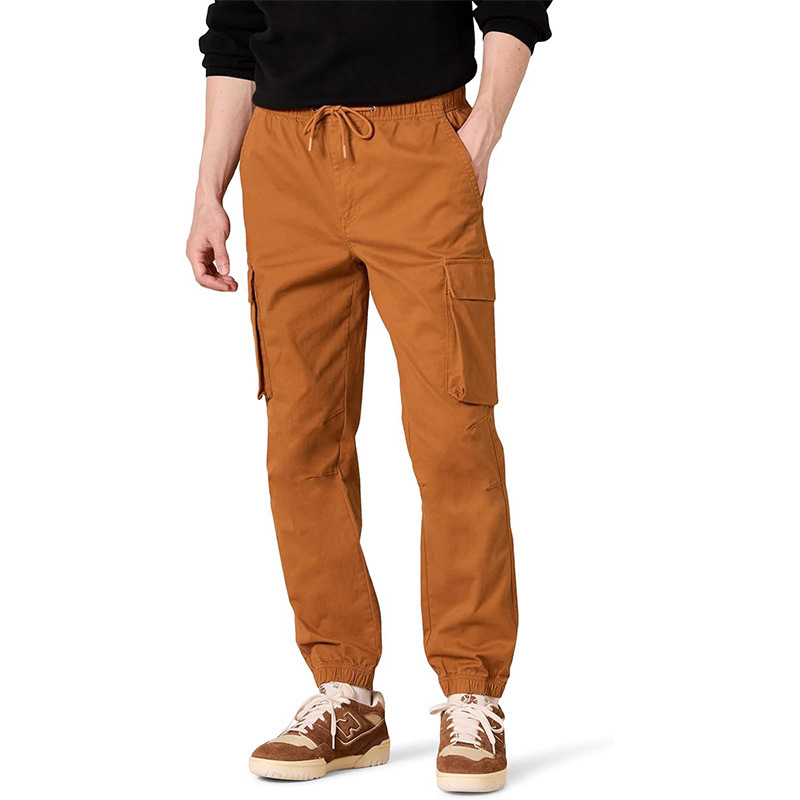 Men's Jogging Pure Cotton Fashion Daily Multi-Pocket Drawstring Straight-Leg Jogger Wear-Resistant Cargo Pants