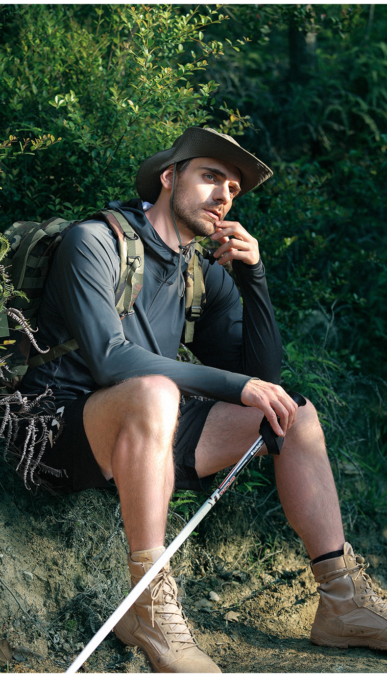 Mountain camping, drawstring outdoor hiking, shading, sun protection, fishing hat, western cowboy hat_voghion.com