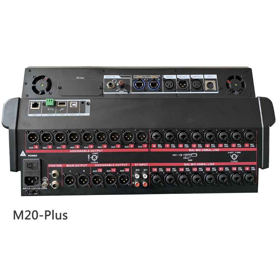 Mezclador digital de 20 canales Interfaz chino-inglés 22 entradas 18 salidas 4 núcleos procesador CPU, frecuencia principal 1G