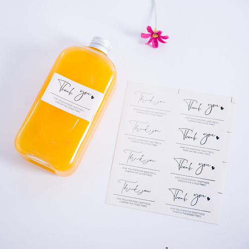 Thank you sticker rectangular label gift packaging decoration bakery takeaway thank you sticker hot black gold sticker