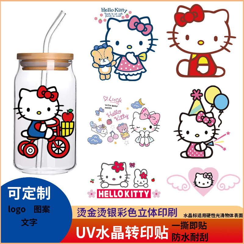 アニメuv転写プリント透明水晶マークかわいい子猫愛蝶ネクタイグラス防水装飾シール|undefined