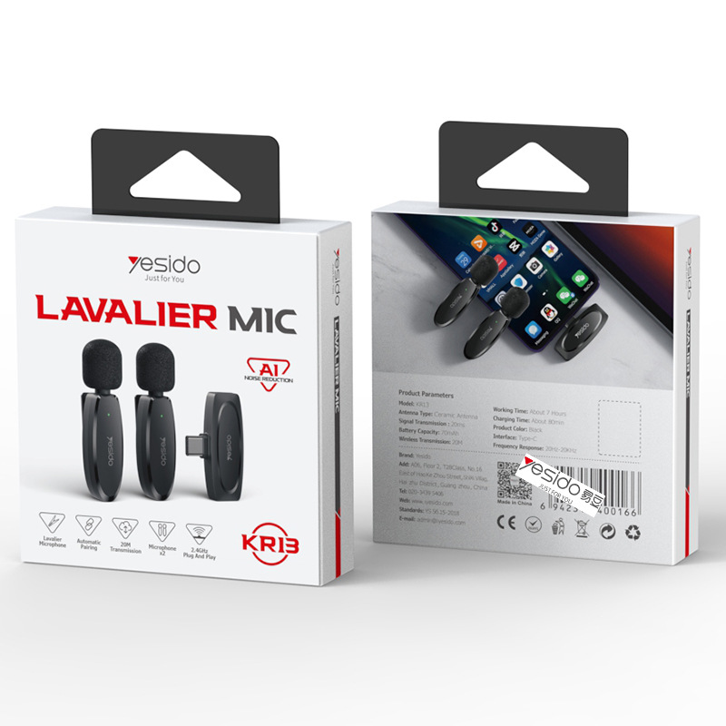 Yesido inalámbrico collar clip micrófono uno a dos se puede utilizar para la computadora profesional teléfono móvil transmisión en vivo inalámbrico abeja