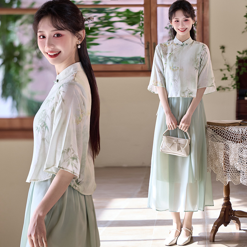 Physical Store Quality Nancheng Wanjia Fashion Chinese Style New Chinese Women's Clothing Han Element Hanfu Suit Dress Summer