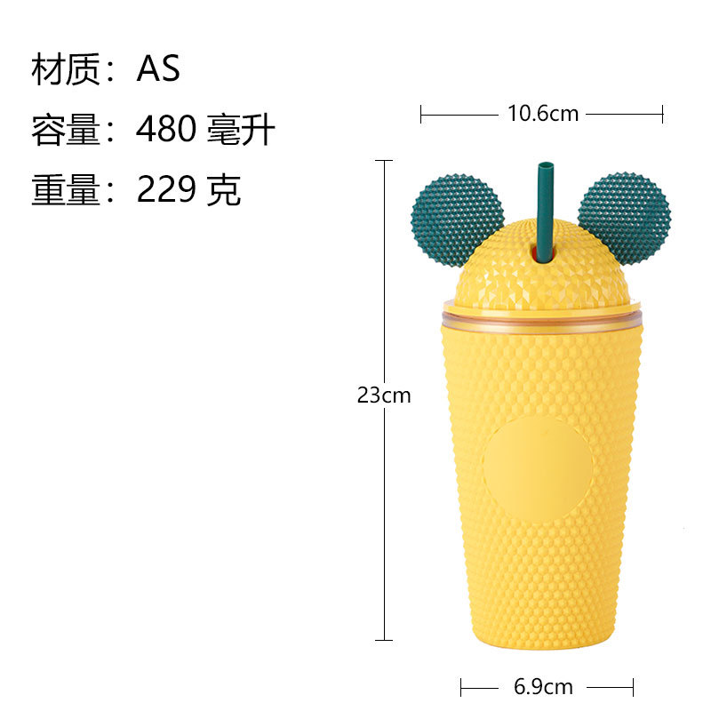 Nuevo estilo transfronterizo taza de agua para orejas de gato taza de paja para niños niños y niñas jardín de infantes bebé escuela primaria deportes botella de agua portátil