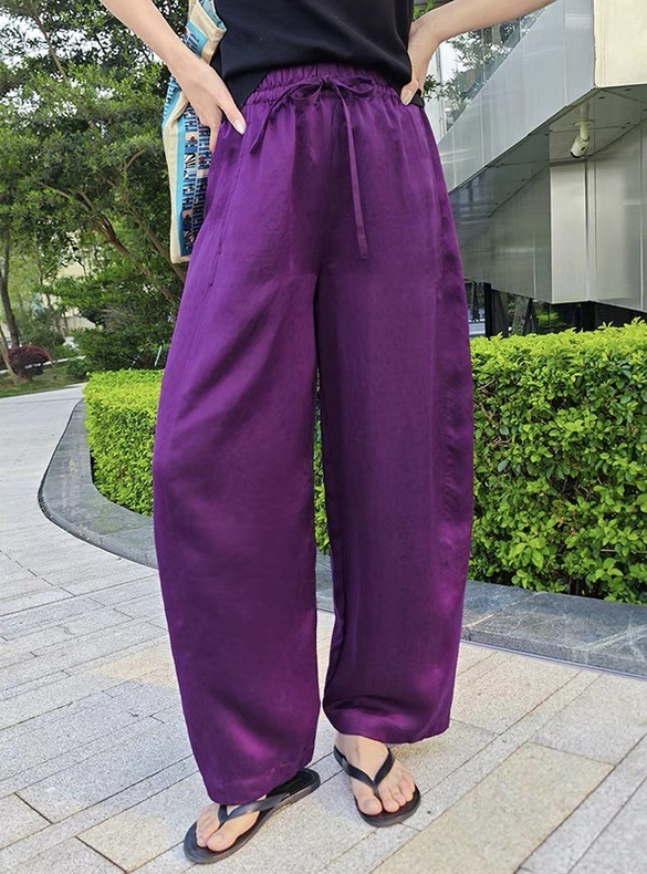 三色齐发人丝缎龟过薯良镰刀裤复古新中式国风气质端庄百搭长裤女|undefined