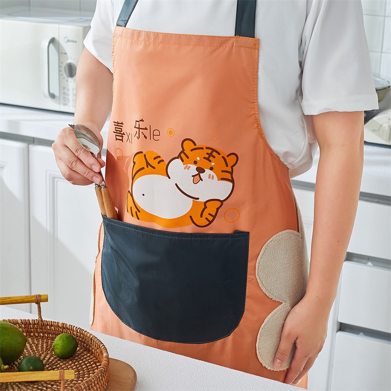 앞치마 가정용 주방 방수 작업복 남성과 여성의 허리 특수 패션 성인 요리 기름 방지 커버 수 닦아 손 D
