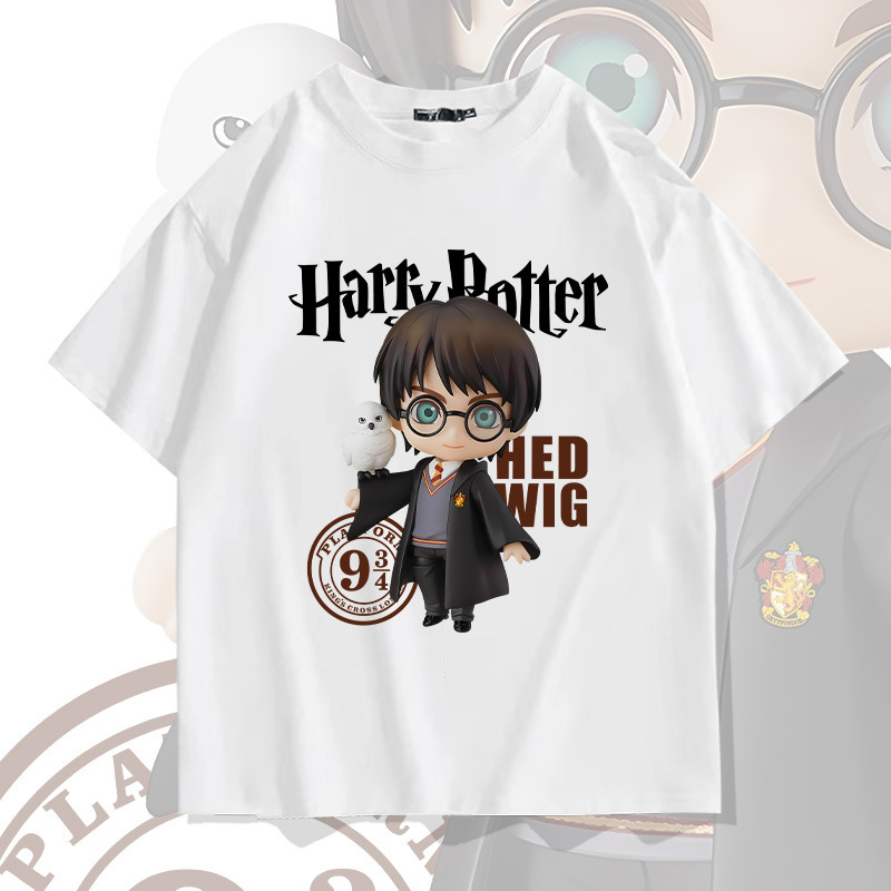American retro Harry Potter short sleeve T-shirt men's cotton loose Youth student half sleeve fashion top summer wear
