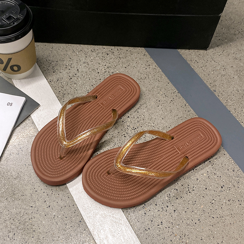 Zapatillas de flip flop para mujeres de moda brillante y fresca nueva moda para viajar en verano a la playa para usar zapatillas