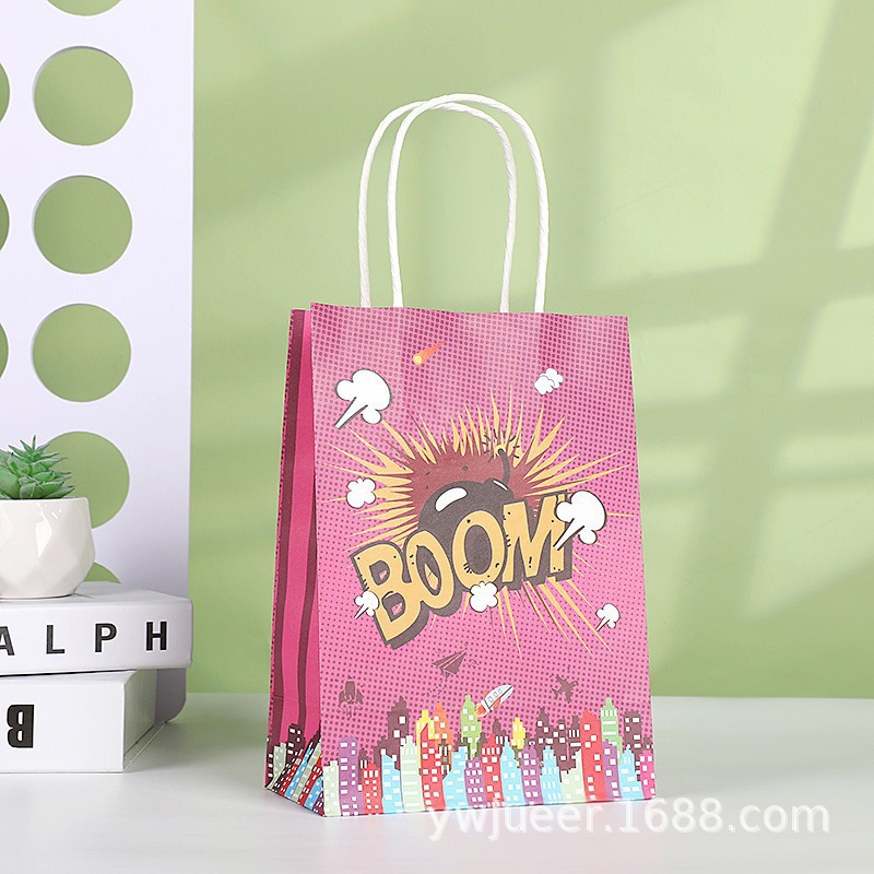 Bolsas de regalo de cumpleaños, bolsas de cartón cartón, bolsas de embalaje para llevar, bolsas de embalaje de regalo de fiesta para niños, bolsas de mano