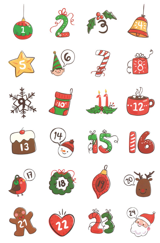 24枚の円形のステッカーのクリスマスのステッカーの漫画シリーズのデジタルのステッカーの便利なシールのステッカー|undefined
