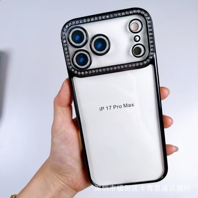 iPhone17PROMAX 携帯電話ケース ラインストーン レンズフィルム Apple 16 電気メッキ エッジ ソフトシェル 透明 落下防止 15 に適しています。|undefined