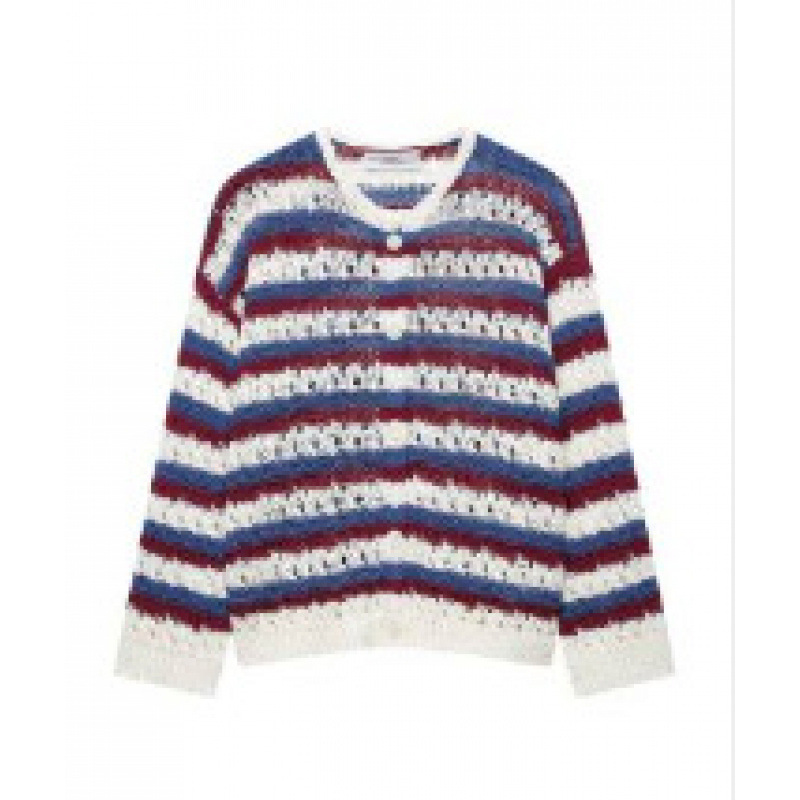 Cardigan de punto a rayas de manga larga de punto para mujeres, blusa de manga larga de cuello redondo suelta 2026 estilo europeo y americano transfronterizo image 6