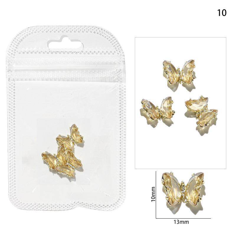 Accesorios de mariposa de uñas aurora uñas joyas de metal accesorios de uñas joyas de diamantes de imitación de uñas joyas pequeñas