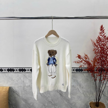 25新款秋冬女装毛衣针织衫小熊重工织花圆领长袖套头宽松版时尚百