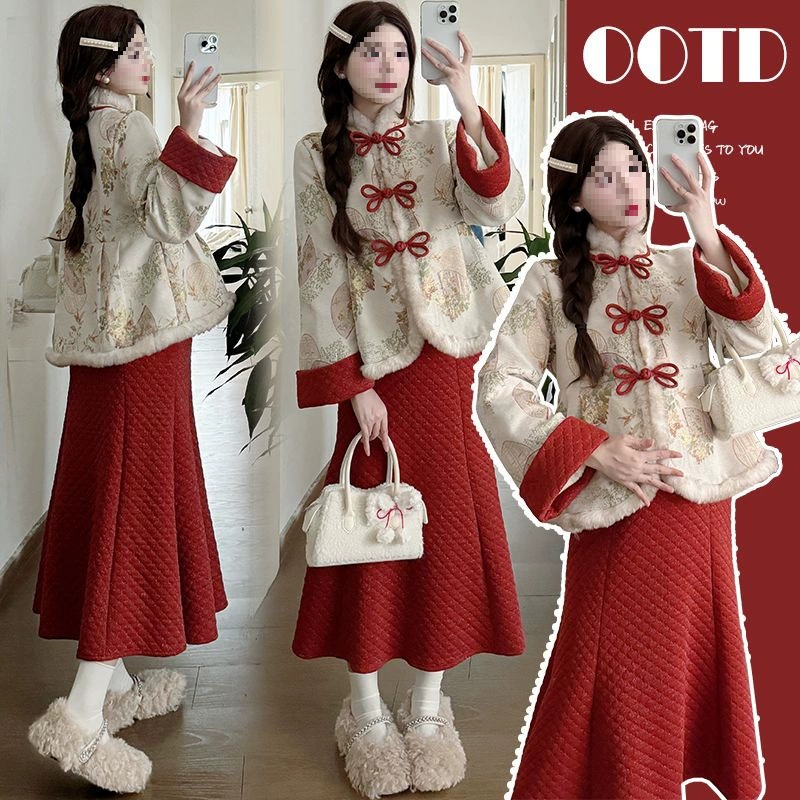 2024 Одежда для беременных осенью и зимой дизайн стильный плюс бархат утолщение