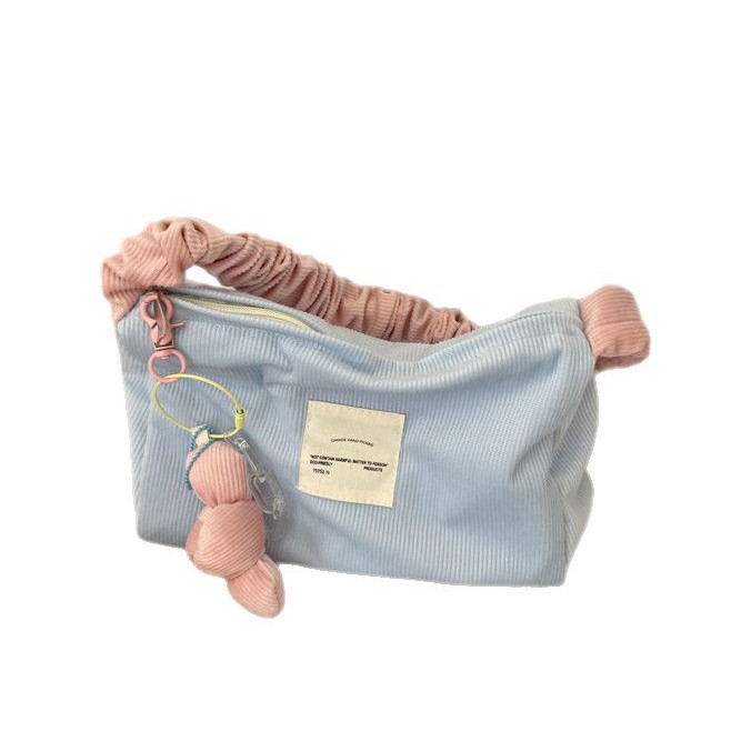 Alto valor facial de la niña corazón de cordillera bolso de mano lindo bolso de almacenamiento de color de contraste bolso de maquillaje de gran capacidad portátil para mujeres