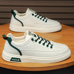 Slip-On Men's Shoes Summer Pilot Casual Shoes Men's Sports Flat Shoes Non-Slip Waterproof White Leather Shoes Autumn