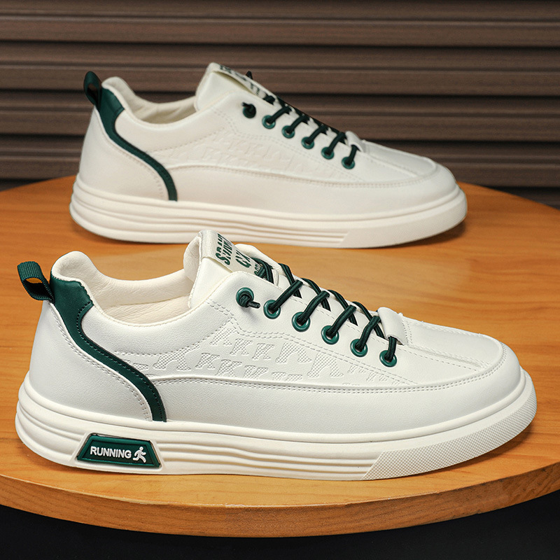 Slip-On Men's Shoes, Winter Pilot Casual Shoes, Men's Sports Flat Shoes, Non-Slip Waterproof White Leather Shoes, Spring