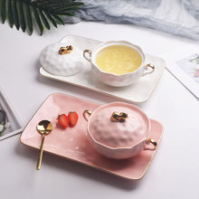 糖水燕窝碗甜品碗精致套装欧式小陶瓷盅碗家用餐具酸奶碗带盖