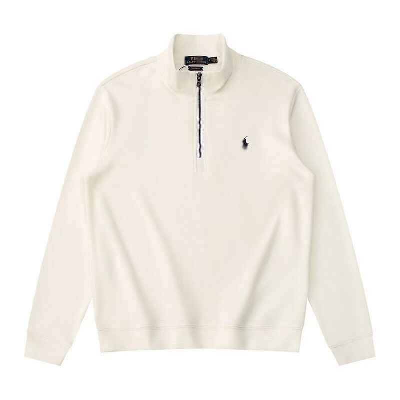 Ralph Lauren pony logo half-zip sweatshirt for men, stand-up collar, long-sleeved casual jacket, spring and autumn style, trendy