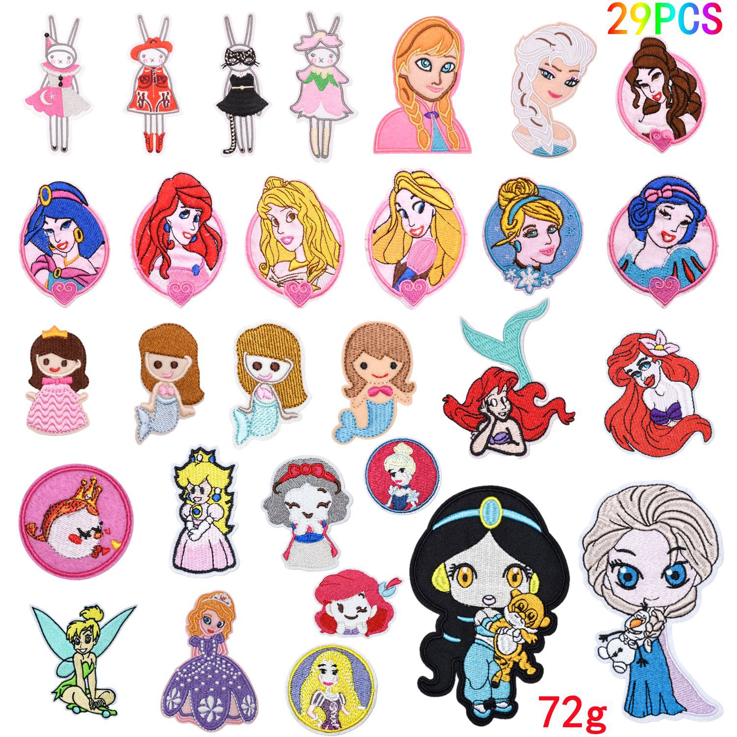 卡通小公主刺绣布贴儿童衣服装饰辅料女孩电脑绣花贴背胶补丁贴章