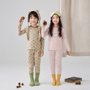 Children's Autumn Clothes and Pants Category A Autumn and Winter New Boys and Girls Underwear suit Base Lycra Cotton Children's Home Pajamas