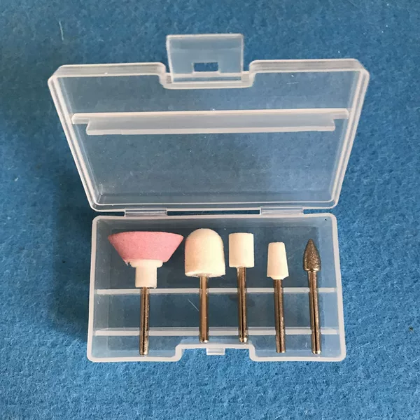 Nail polishing head five-piece set plastic box 2.35mm handle polishing head nail surface polishing tool mini electric grinding machine
