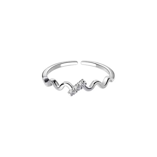 s925 sterling silver micro-paved wave ring, feminine, fashionable and high-end, fresh, open tail ring, niche hand jewelry