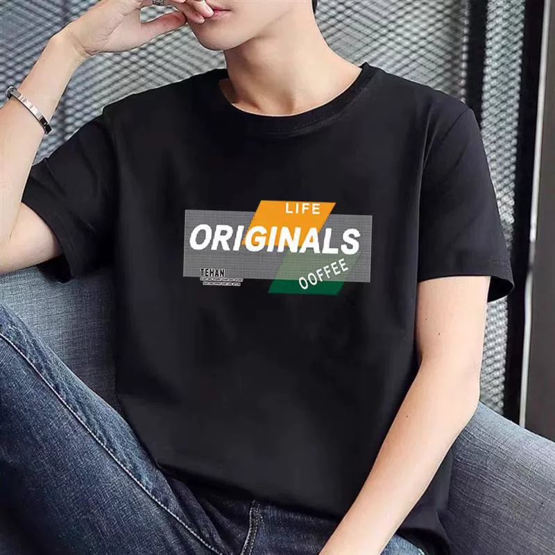 Новая футболка с короткими рукавами мужская летняя корейская версия простой топ с половиной рукава гонконгский стиль свободный повседневный прилив футболка