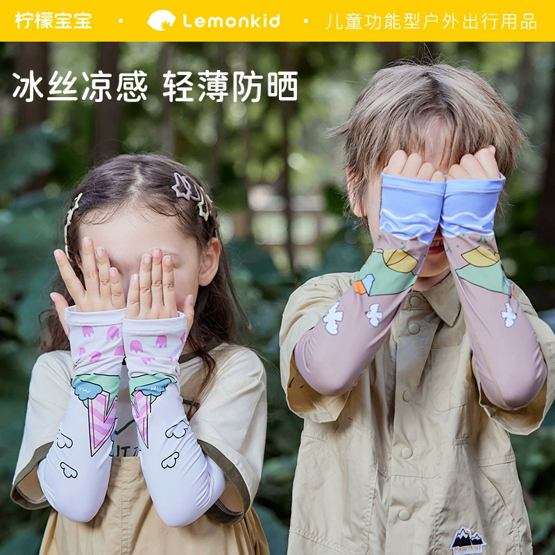 Детские летние нарукавники Lemon Baby из ледяного шелка для защиты от солнца, с мультяшным рисунком, для девочек и мальчиков, оптом