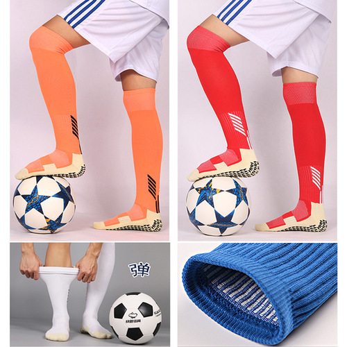 Football socks men's non-slip socks long knee-length rubber socks children's thickened towel bottom high-top sports socks wholesale