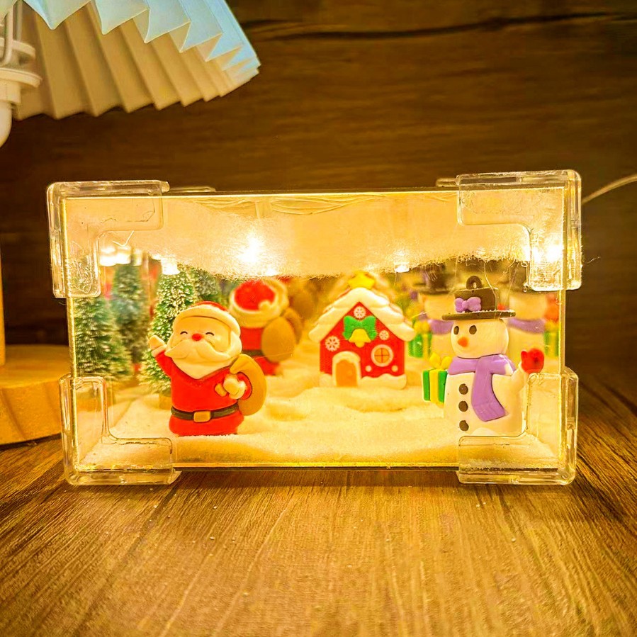 Navidad rectangular cubo de espejo luces de noche hellokitty decoración hecha a mano DIY material paquete de regalo