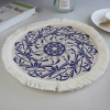 Blue and white China Wind Cushion Guo Chao Cotton Weaving Cushion Pad New Chinese Household Shooting props yellow hemp pads