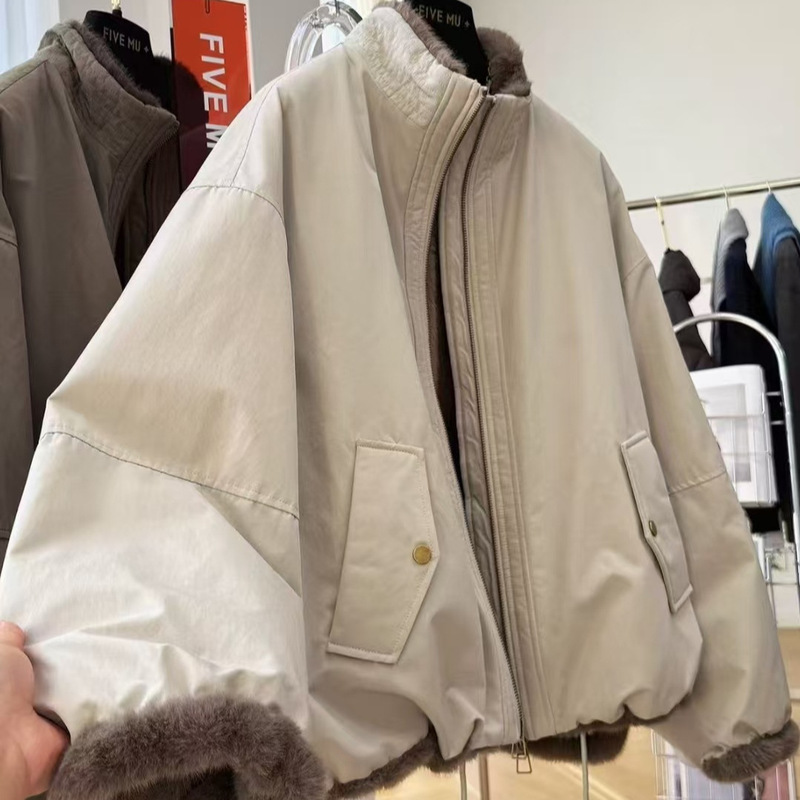 2026 New High-End Stand-Collar Short Workwear Jacket for Women, Winter Furry Lined Faux Fur Parka Jacket 2026 New High-End Stand-Collar Short Workwear Jacket for Women, Winter Furry Lined Faux Fur Parka Jacket