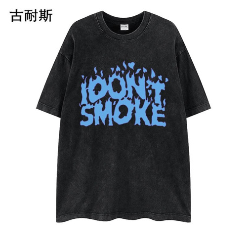 Versatile Summer Washed Independent Station Ins Distressed Retro High Street Loose Letter Couple Short Sleeve T-Shirts eBay