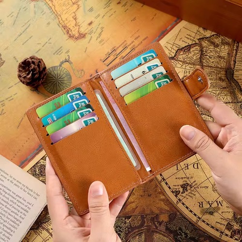 Men's 2024 New Card Holder Short Wallet Anti-Theft Credit Card Holder Money Clip European and American Style Solid Color Zero Wallet