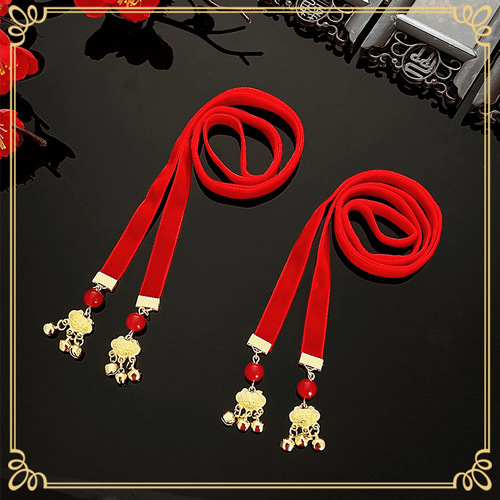 Children's Hanfu Head Accessories Chinese Style Bell Wind Chime Ancient Style Princess Girl Hair Accessories Ancient Costume Floating Headband with Tassel for Girls