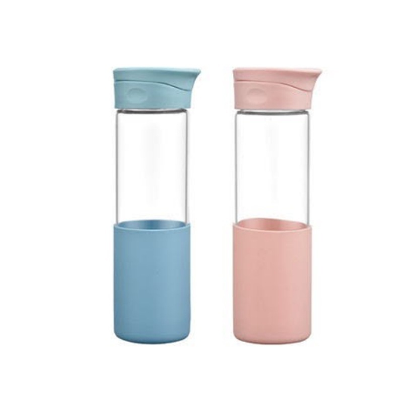 Tazas de cristal de comercio exterior simple tazas de agua portátiles de moda creativas tazas de silicona