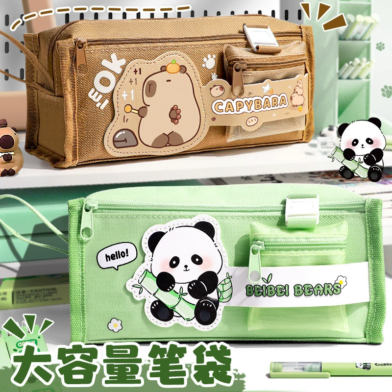 Детская ручная сумка Kabbara 2025 новый карандаш коробка большая емкость трехслойная молния студенческая канцелярская сумка