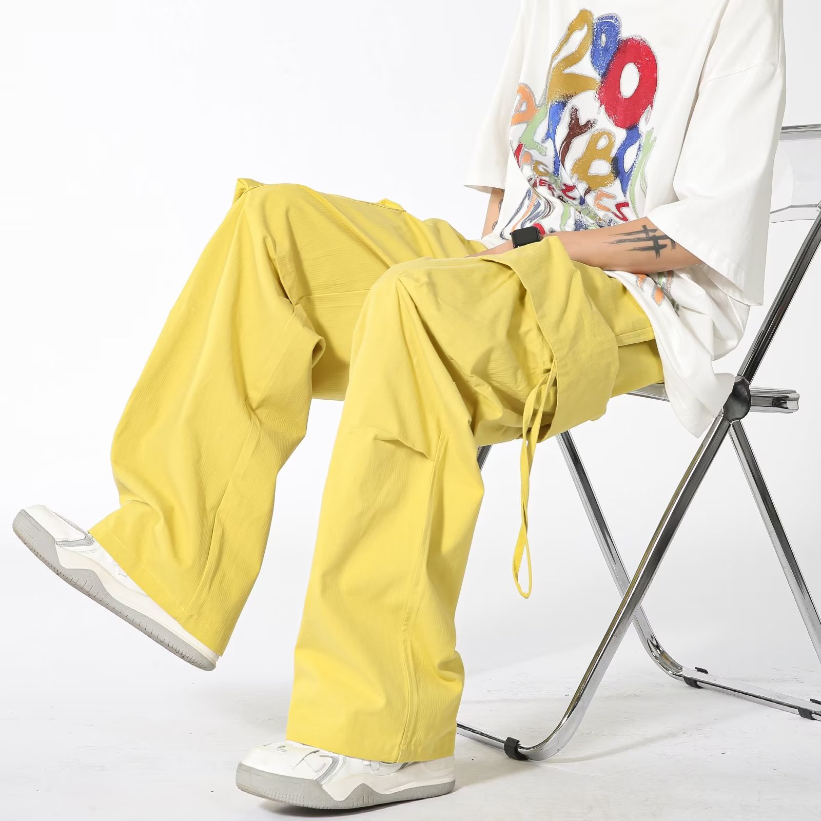 Abbigliamento uomo estate 2023, tuta in stile americano per uomo, pantaloni dritti, versatili, larghi e casual, streetwear_voghion.com