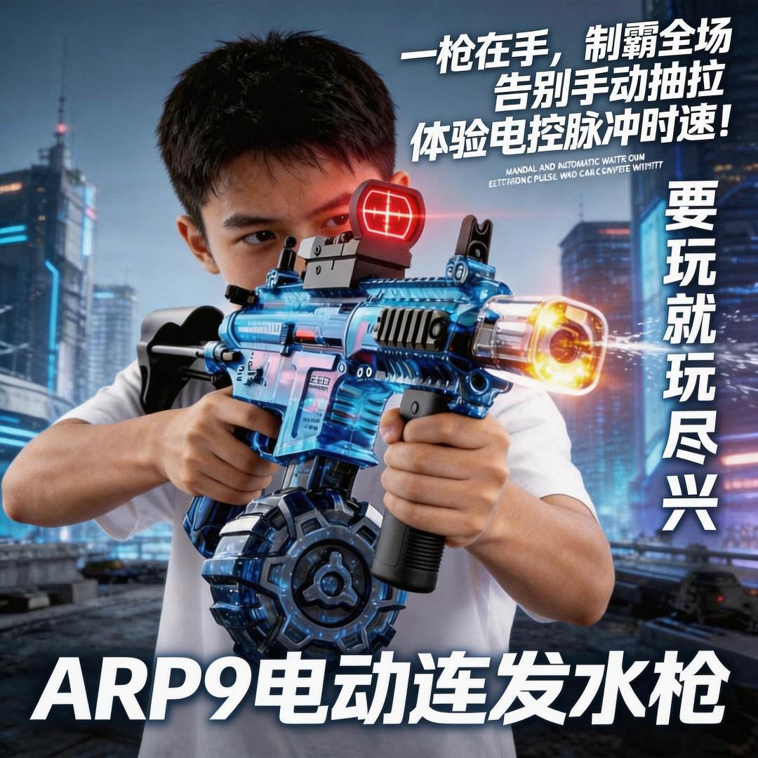 ARP9 Flashing Kids Automatic Water Absorption Electric Pulse Hand-held Automatic Continuous Fire Water Gun Boy Toy with Long Shot