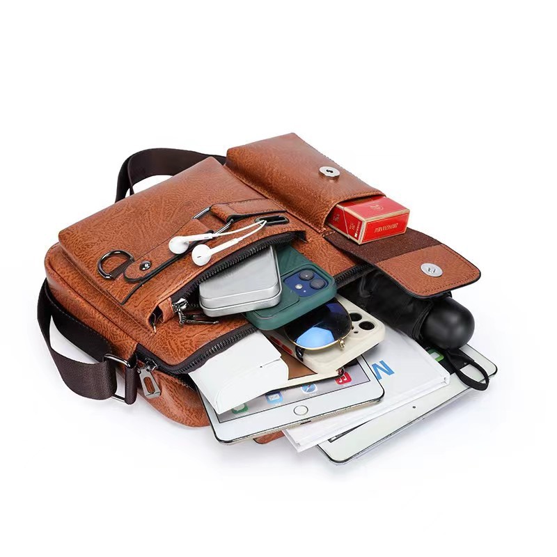 Bolso de hombro al por mayor bolso de mensajero de los hombres bolso de negocios de los hombres bolso de cuero suave bolso cruzado casual bolsa colgante de gran capacidad