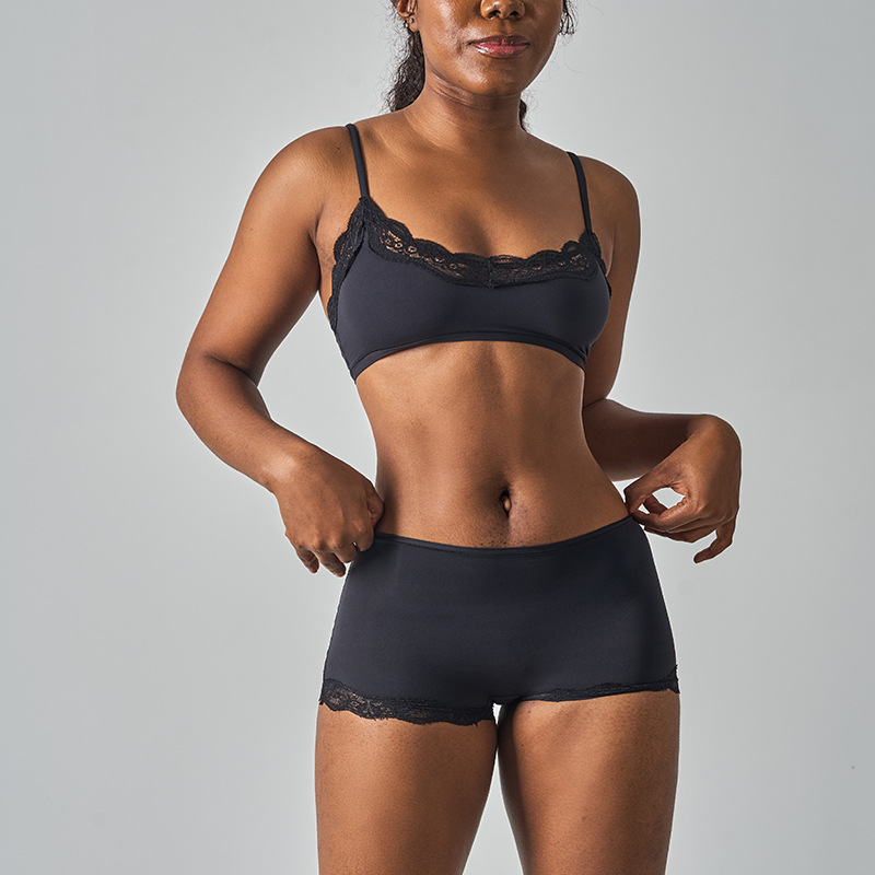 Ultra-Thin No-Pad Lace Bralette Set – Minimizer Bra & Panty For Full Bust (Wire-Free, Breathable, Seamless) – Black/Red/Nude/Pink (S-XL)_voghion.com