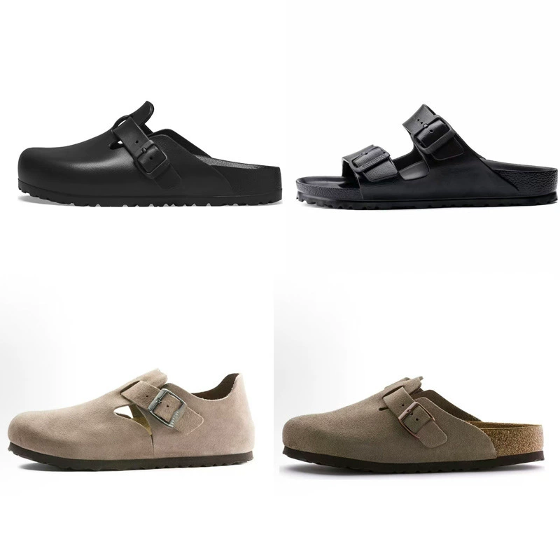 Сандалии Birkenstock из замши для ленивых мужчин BK домашние летние односторонние регулируемые пляжные открытые плоские сандалии для женщин